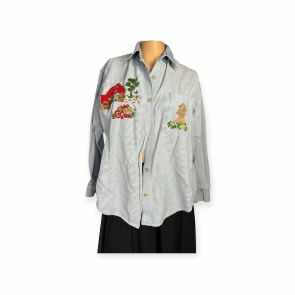 Solutions Petite Farm Embroidered Shirt – Size PM